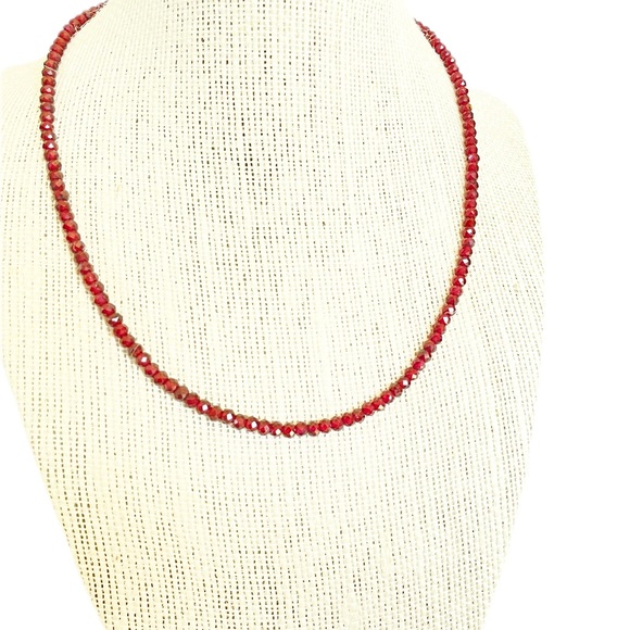 Natural Red Garnet necklace in gold filled - Picture 5 of 7